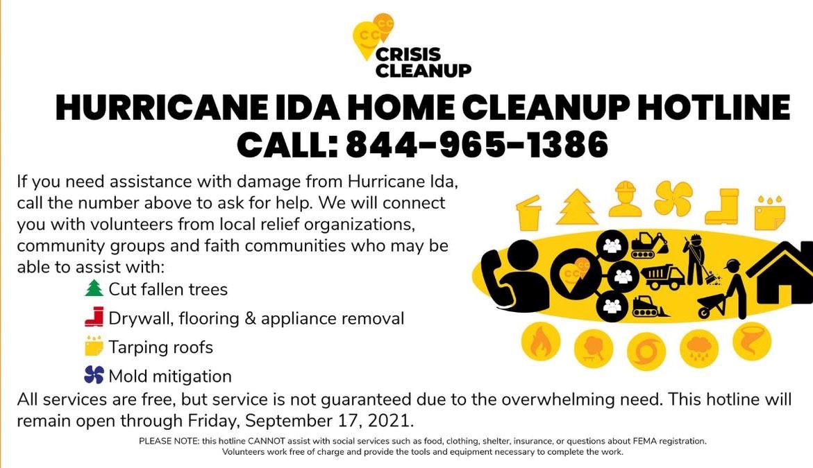 hurricane ida cleanup hotline