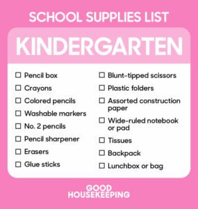 school supplies list kindergarten